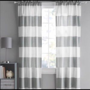 Two sets of grey darkening curtains 30X84in